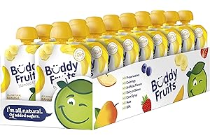 Buddy Fruits Snacks To Go Banana Unsweetened Applesauce 3.2oz Pouch (18pk) Gluten-Nut-Dairy-Preservatives-BPA Free, Non GMO, Kosher