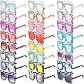 Chuangdi Women Disco Sunglasses 70s Rhinestone Crystal Sunglasses Bulk Large Square Sparkling Glasses