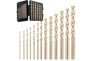 WILDBOSSY M35 5% Cobalt Drill Bits Set 13PCS (1/16"-1/4"), Straight Shank Jobber Drill Bits, Metal HSS Twist Drill Bits for Stainless Steel Hard Metal and Cast Iron