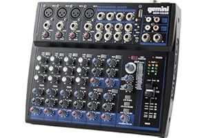 GEMINI SOUND Gemini 12-Channel DJ Audio Mixer with Multi-FX, USB, EQ & Phantom Power – Studio Mixer Board USB, Mixing Console for Music Production, Podcasts, Live Shows & DJ Sets (GEM-12USB)
