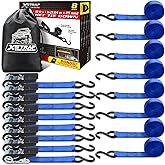 XSTRAP STANDARD Ratchet Tie Down Straps 8PK 1'' x 10 ft - 900 LB Break Strength Cargo Straps for Moving Appliances, Lawn Equipment, Motorcycle (Blue)