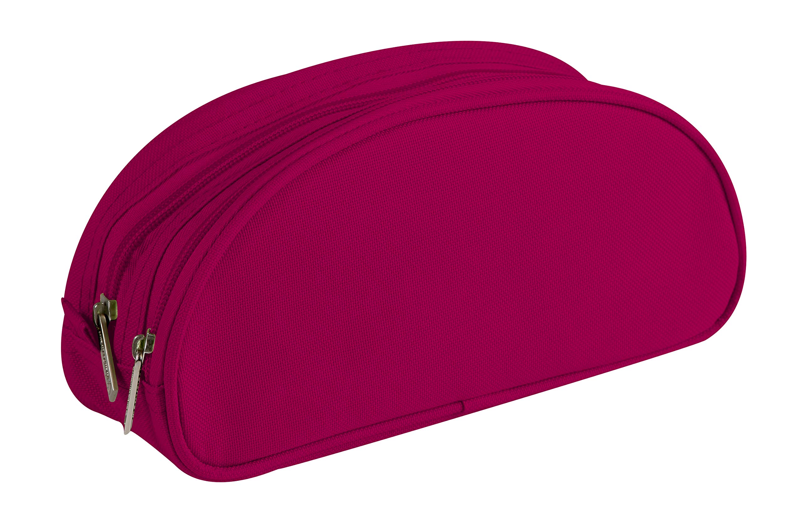 Clairefontaine 8344C - One Large School Pencil Case Oval 2 compartments - Dimensions: 22x8x10 cm - Raspberry Colour - Practical - Spacious - Organisational