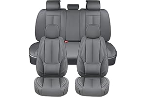 Coverado Car Seat Cover Full Set, Front Seats Back Seat Covers, Waterproof Car Seat Covers, Car Seat Cushion, Nappa Leather Seat Covers Car Seat Protector Universal Fit Most Cars Gray