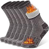 Busy Socks 3 Pack Crew Merino Wool Hiking Socks for Men Women Winter Thick Warm Thermal Cushioned Moisture Wicking Boot Sock