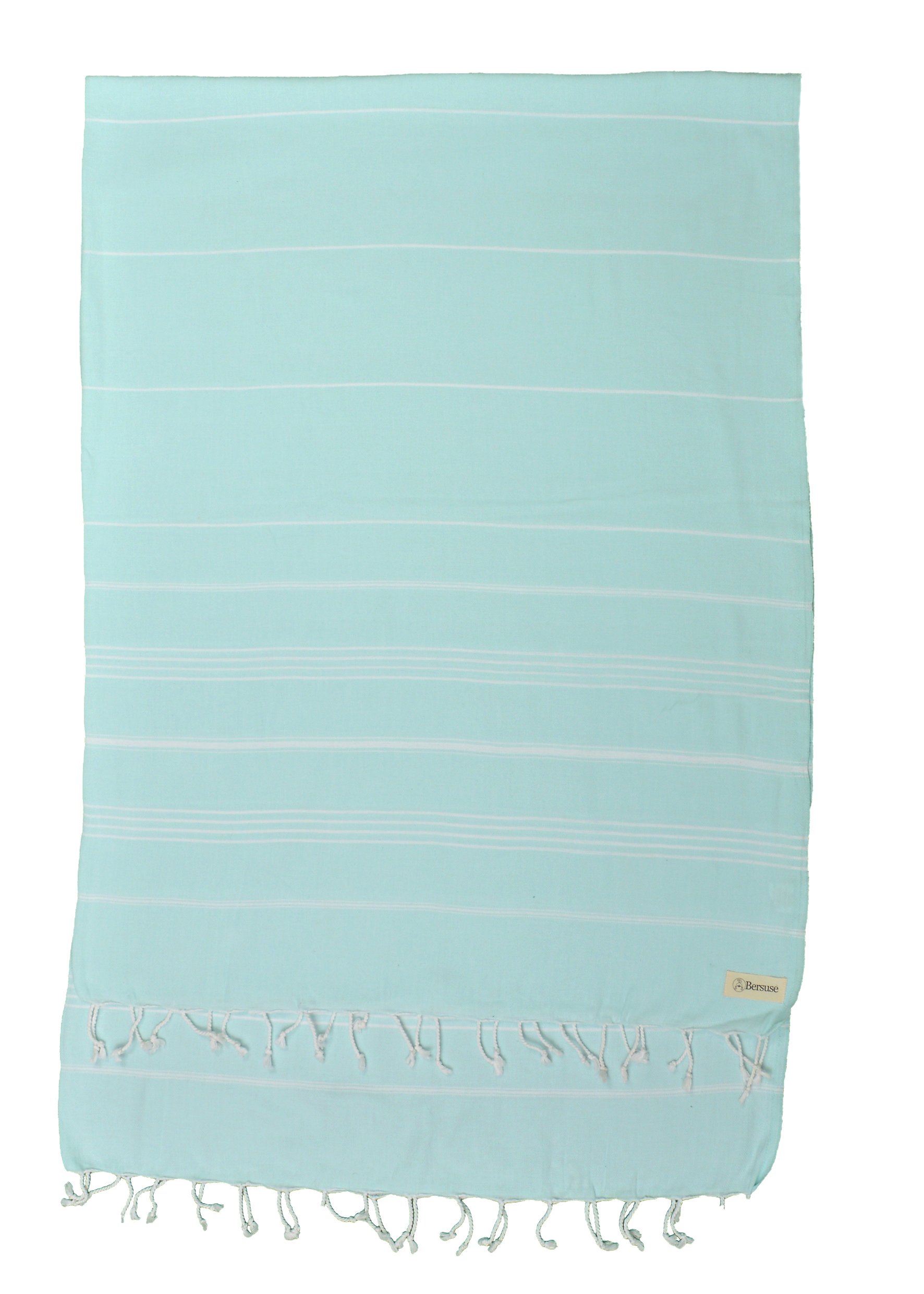 Bersuse Towels Anatolia XL Beach Blanket Throw Blanket Turkish Towel 100% Cotton Extra-Large Quick-Dry Lightweight Premium Peshtemal Towel - 61x82 Inches, Aqua Marine Image