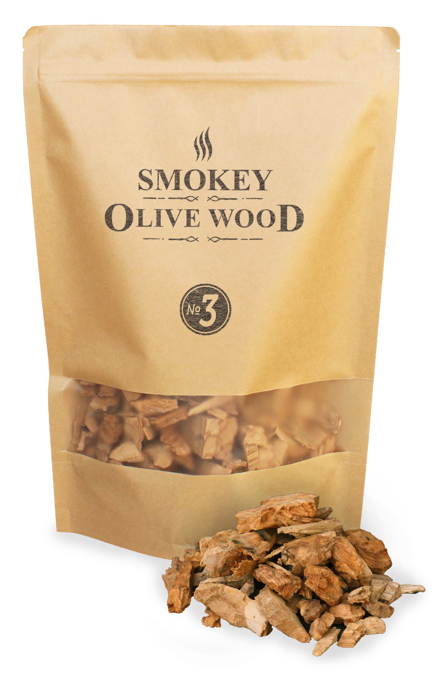Smokey Olive Wood 1.7Ls Olive Wood Smoking Chips, coarse grained, size 2-3cm