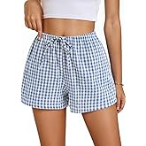 Beftwo Women Boxer Shorts with Pockets Comfy Breathable Drawstring Short Cotton Pajama Lounge Trendy Beach Casual