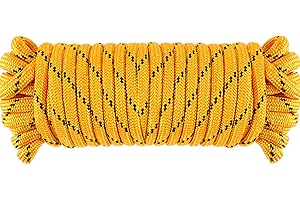 Wellmax Diamond Braid Nylon Rope, 3/8 in X 50 Foot, UV Resistant, High Strength and Weather Resistant - Yellow