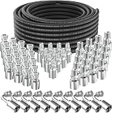 300Ft 1/2 inch Hydraulic Hose with 60PCS Fittings | JIC 37&deg; Female &amp; Male &amp; Female 90&deg; Elbow &amp; NPTF Male, Hydraulic Oil Flexible, -20℃ to 140℃, W.P.40MPa/5800Psi