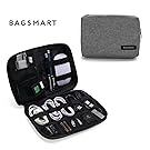 BAGSMART Small Travel Electronics Cable Organizer Bag for Hard Drives, Cables, Charger, Grey