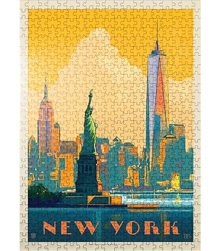 MyPuzzle Los Angeles Skyline 500-Piece Jigsaw Puzzle - Vintage Poster Style