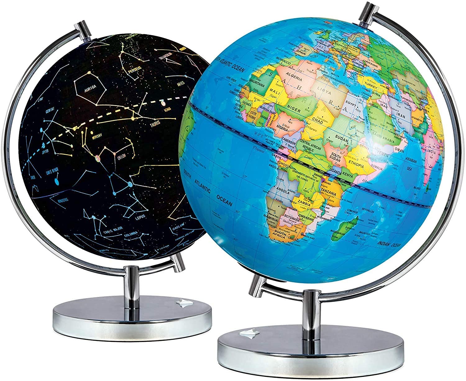 Science Kidz 2 in 1 Light Up Globe For Kids - Illuminated Constellation Light - Educational Childrens World Globe & Bedroom Night Light
