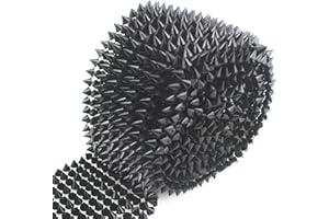 AEAOA Decorative Spike Stud Trim Mesh, 1 Yard Plastic Flatback Roll, Multi-Color, for DIY Crafts and Costumes (Black)