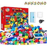 Anksono 1500 Pieces Building Bricks for Kids, Classic Building Bulk Blocks | Classic Bricks Set with Doors, Windows, Wheels, Tires, Axles, Compatible with All Major Brands, Gifts for Boys Girls
