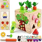 Baby Wooden Activity Cube Center Toys for 2 3 Years Old Boys Girls Birthday Gifts, 5 in 1 Easter Gifts, Montessori Educationa
