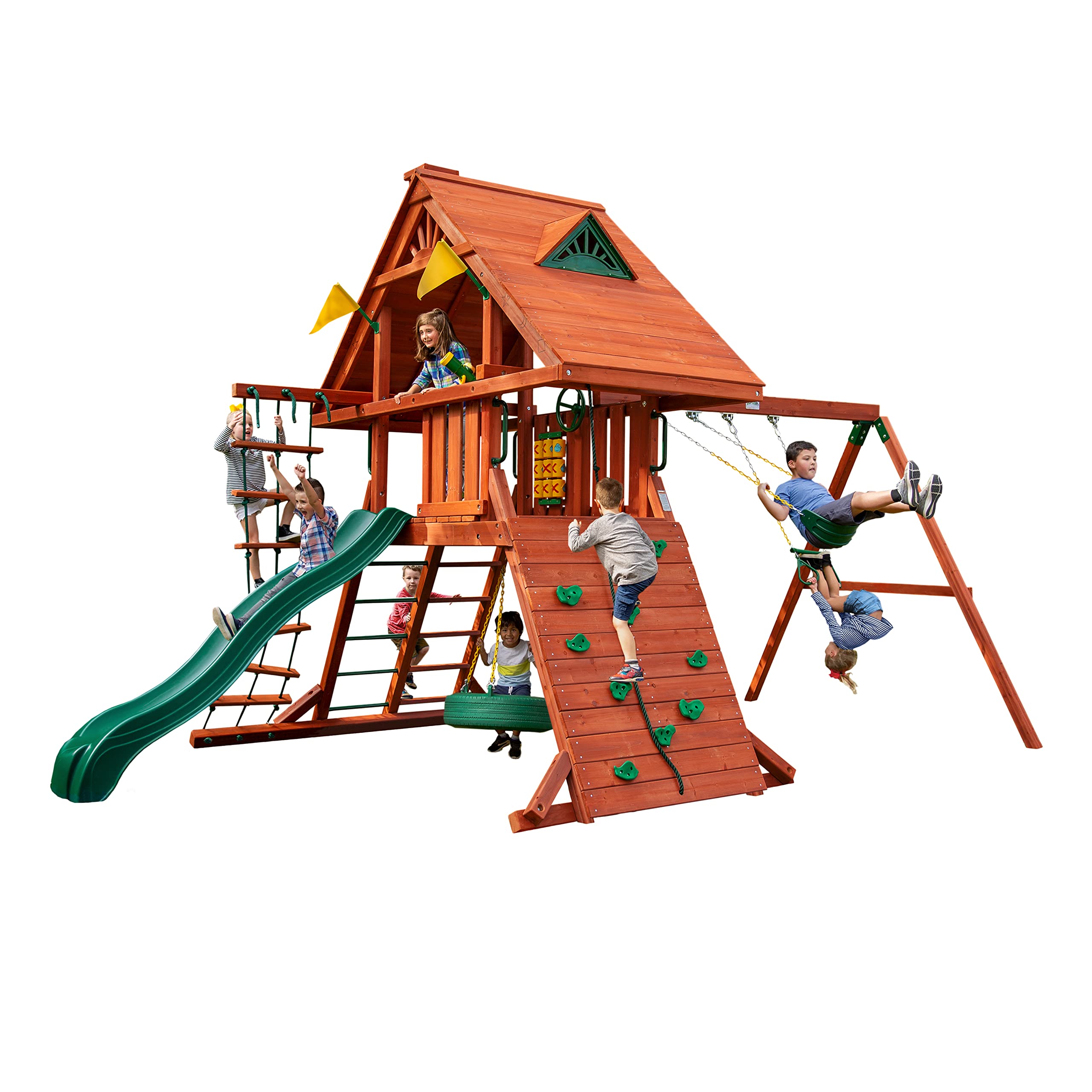 Gorilla Playsets 01-0012 Sun Palace I Wood Swing Set with Tire
