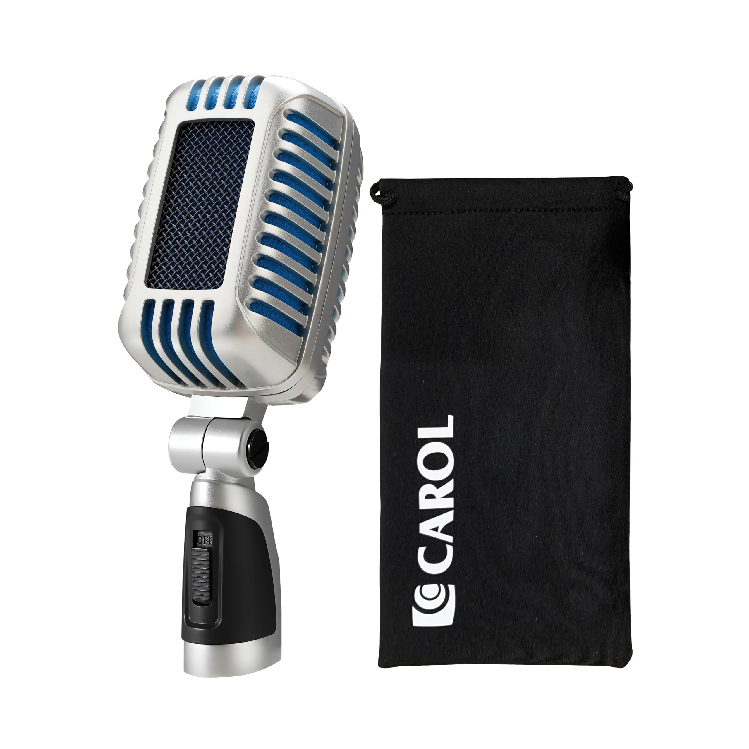 CAROL Classic Retro Dynamic Vocal Microphone - Old Vintage Style Super Cardioid Live Performance Studio Recording with Dual Capsules and Shock Absorbers - CLM-101 (Blue Sponge Ver.)