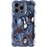 Caseative for iPhone 14 Pro Max Case, Electroplated Blue | Water Ripple Wave Meteorite Bubble Pattern Chrome Plating Electroplated Candy Color Soft