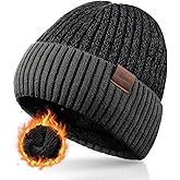 BESSTEVEN Winter Beanie Hat for Men Women: Warm Fleece Lined Beanie Knit Ski Stocking Cap Cuffed Cap for Cold Weather Running