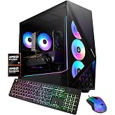 iBUYPOWER Slate Gaming PC Desktop Computer AMD Ryzen 7 9700F CPU, AMD Radeon RX 9060 8GB GPU, 16GB DDR5 RAM, 1TB NVMe SSD, Windows 11 Home, Gamer Keyboard and Mouse - SBA7R9601