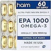 HAIM EPA1000 – High-Potency EPA Fish Oil Supplement – 1,000mg Omega-3 for Heart, Brain & Joint Health – Pure, Burpless Capsules – 60 Softgels – Made in USA
