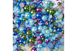 Niziky 1100PCS Flatback Pearls and Rhinestone, Mixed Size 3mm-10mm AB Color Resin Rhinestones Half Pearls for Crafts, 30g Half Round Flatback Pearls Rhinestones for Nail Face Art Crafts