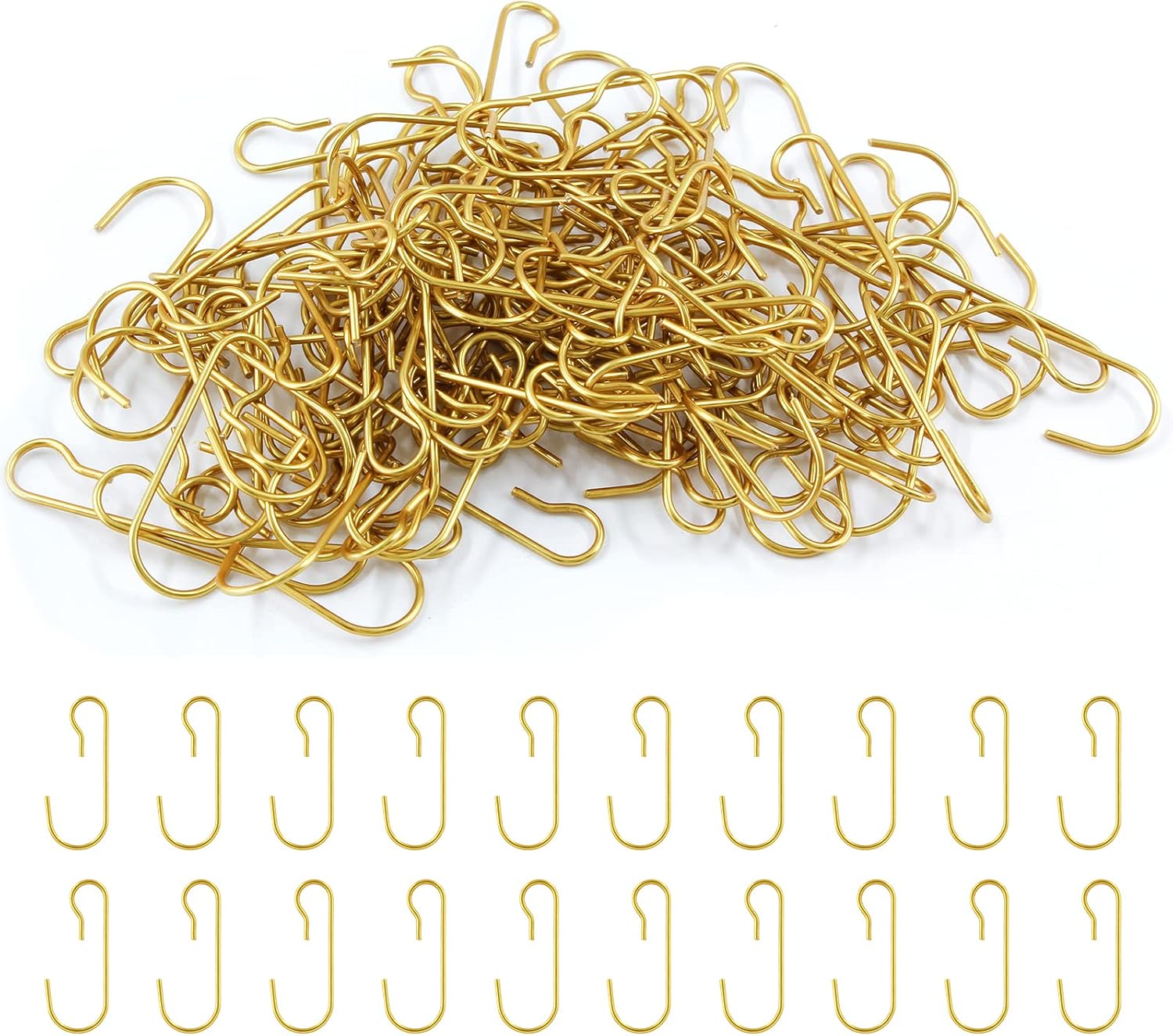 Ornament Hooks - BokWin 120 Pcs Mini Ornament Hooks,1.18 Inch Decorative Ornament Hangers with Storage Box,Bendable Wire Ornament Hooks for Christmas Tree Farmhouse Party Decoration(Golden)