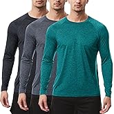 Sumolux 3 Pack Long Sleeve Shirts for Men Moisture Wicking Quick Dry UPF SPF Sun Protection Workout T Shirts