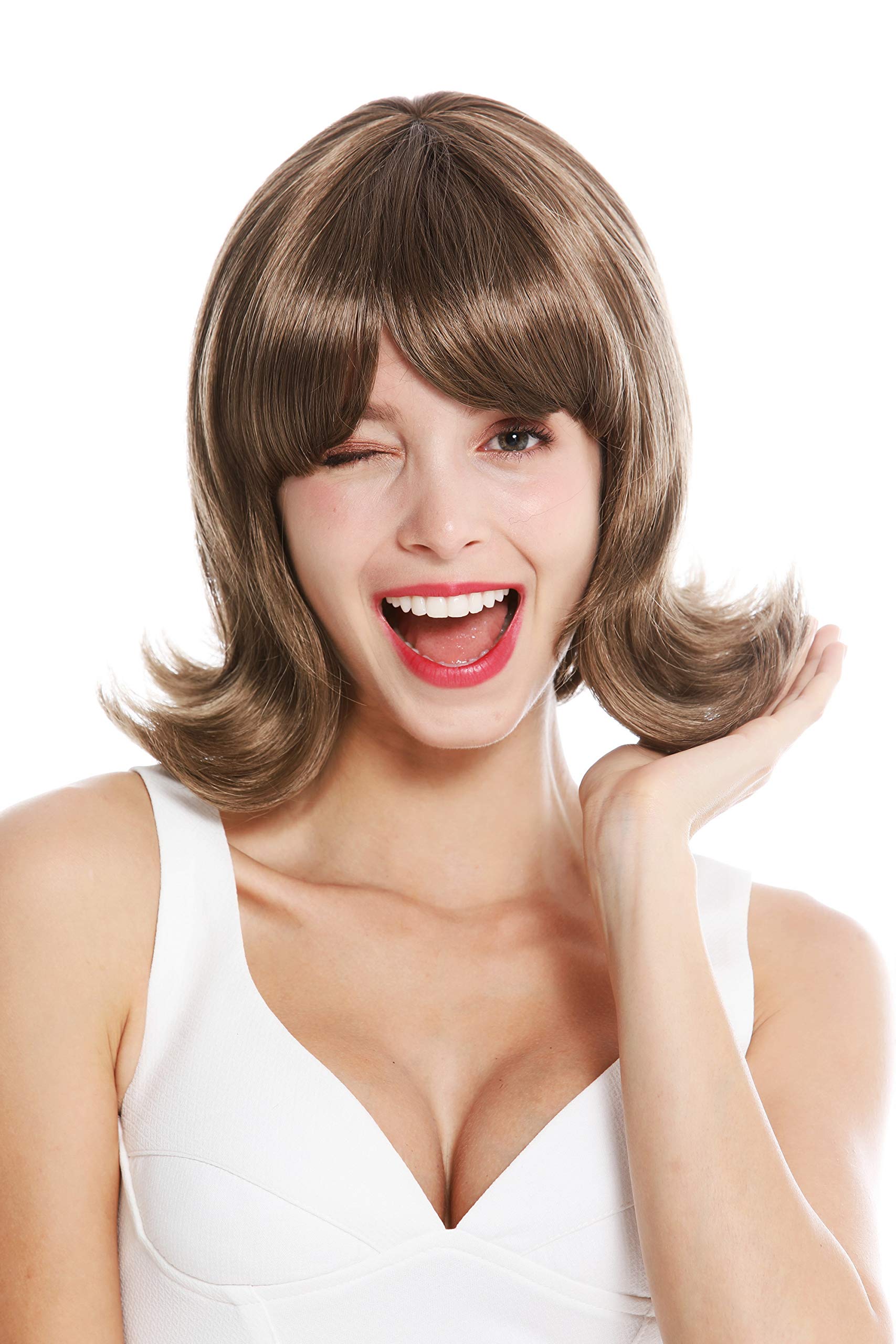 WIG ME UP - GFW1326-18 women's quality wig short waved tips 50's 60's retro brown