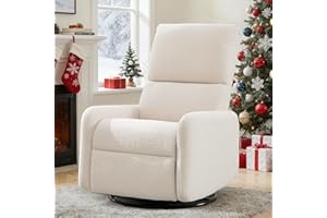 Korser 360° Swivel Glider Chair, Rocking Chair Nursery with Side Pockets, Deep Cushioned Seat, Nursery Chair with Steel Structure Base, Sherpa Swivel Chairs for Living Room, Bedroom, Baby Room