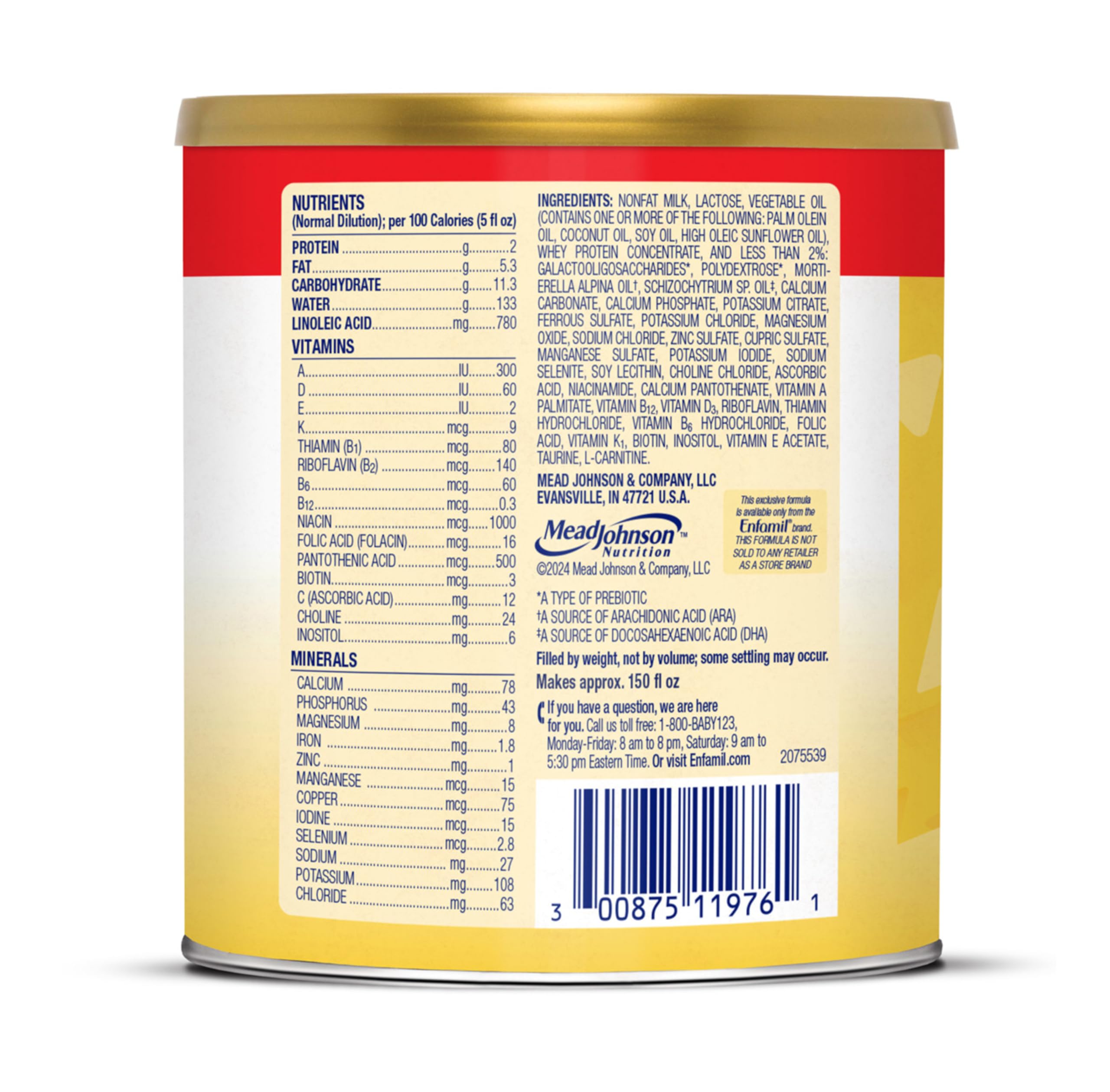 Enfamil Infant Formula, Milk-based Baby Formula with Iron, Omega-3 DHA & Choline, Powder Can, 21.1 Oz