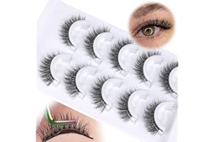 Natural Self Adhesive Lashes Cat Eye Lashes Wispy Self Adhesive Eyelashes No Glue Needed D Curl Reusable Fluffy Strip Lashes without Eyeliner Cat Eye False Eyelashes Natural Look 5 Pairs by Zegaine