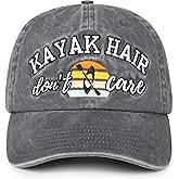 InnoBeta Kayak Gifts, Lake Hats for Women, Kayak Accessories - Kayak Hair Don't Care Baseball Cap Grey