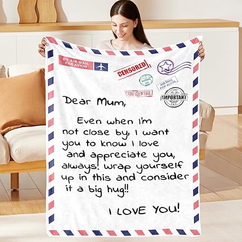 Gifts for Mum，Throw Stamp Blanket Gifts for Stepmum Grandma, Mum Christmas Birthday Gifts for Women Grandma on Christmas Mothers Day Anniversary