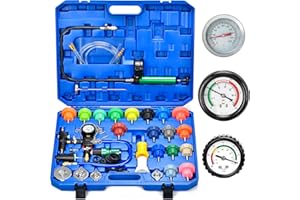 34pcs Universal Radiator Pressure Tester and Vacuum Refill Kit for Automotive Cooling System Water Tank Pressure Leakage Dete