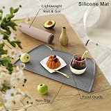 OHMO Silicone Cat & Dog Food Mat, Waterproof Non-Slip 46x25 cm Dark Grey view 5