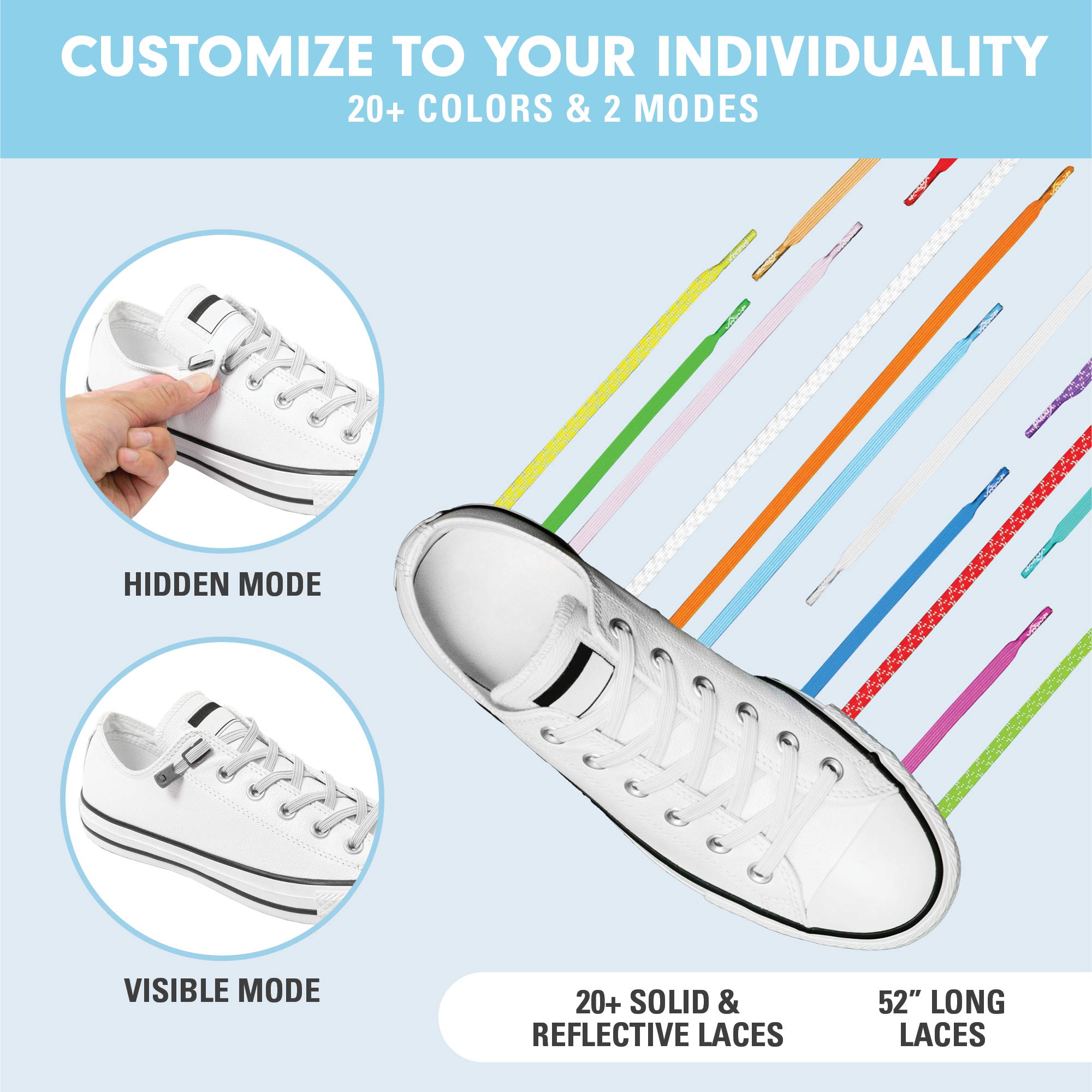 Xpand No Tie Shoelaces System with Elastic Laces - One Size Fits All Adult and Kids Shoes