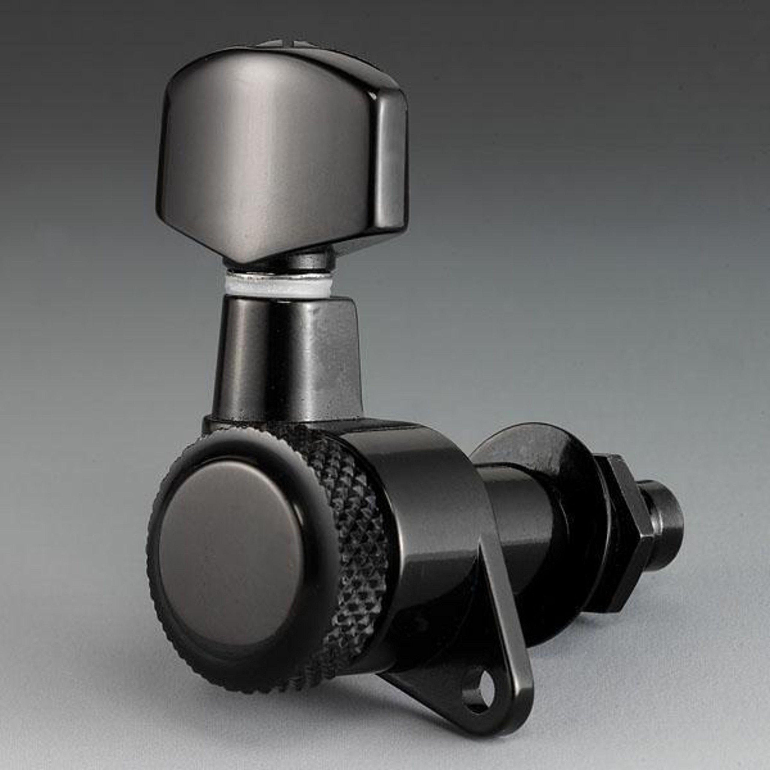 Schaller M6 135 Locking Machine Heads - Blackchrome - 3L/3R - Large Metal - 19.5mm Locking Post Mechanics for Electric Guitar - Set of 6