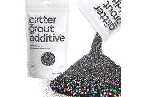 Hemway Glitter Grout Additive add Sparkle to Mosaic Tiles, Bathrooms, Wet Rooms, Kitchens, Tiled Based Rooms and Cement Based Grouts 100g / 3.5oz - Black Holographic
