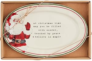 Mud Pie Christmas Time Sentiment Plate PLATTERS & Trays, 6 1/2" x 10", WHITE