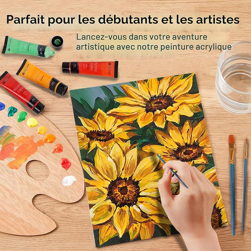 Peinture Acrylique 24x36ml avec pinceaux pour Toile Bois — photo 5 sur 6