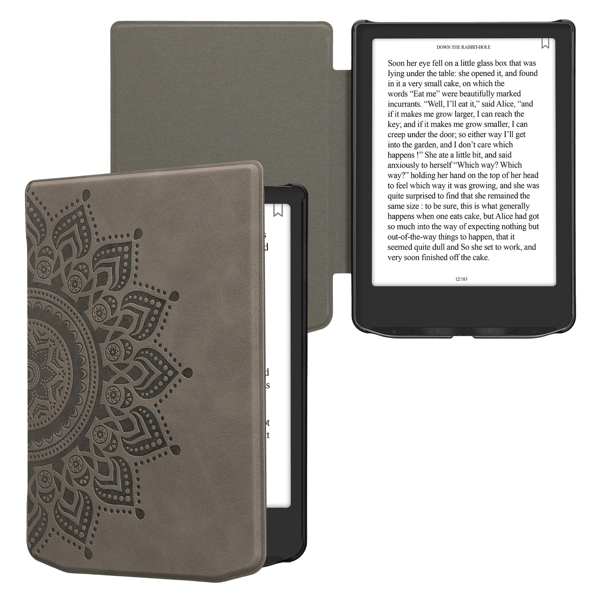 kwmobile Cover Compatible with Pocketbook Verse/Verse Pro/Verse Color/Vivlio Light/Light HD Cover - eReader Case - Rising Sun Grey