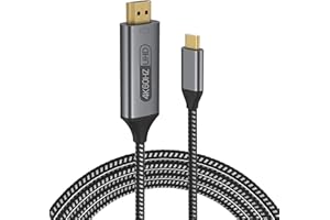 USB C to HDMI Adapter 4K@60Hz, USB-C to HDMI Cable 6.6 FT, Type C to HDMI Thunderbolt 3/4/5 Compatible with iPhone15/16 Pro/M