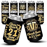 Can Cooler Sleeves 12 Pack, Neoprene Can Coolers for 12 oz Cans Cup,21st Birthday Party Favor Decorations for Men Women Funny Party Supplies (21st, Standard Can Cooler)