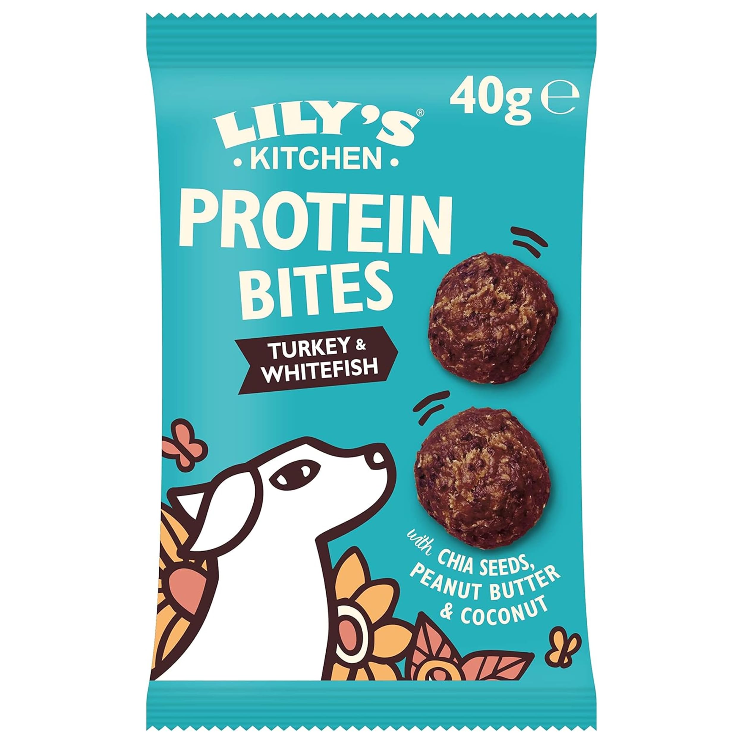 Lily's Kitchen Natural Adult Dog Treats - Protein Bites Turkey & Whitefish (12 Packs x 40g)