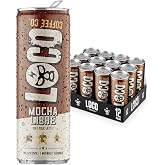Loco Coffee Mocha Latte 11 Ounce Can, 12 Count | Zero Sugar, 200mg Caffeine | Gluten Free and Dairy Free | Low Calorie Iced Coffee