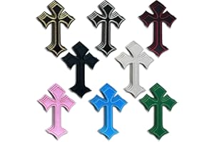 CAZZON Cross Patches Iron On Cross Embroidery Applique Patch, DIY Decor Patches for Clothing Jeans Jackets Backpacks Hats Shirts (24 Pieces 8 Color)