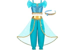 Aolliya Princess Costume for Girls Kids Arabian Princess Fancy Dress Up for Halloween Birthday Cosplay Party Carnival