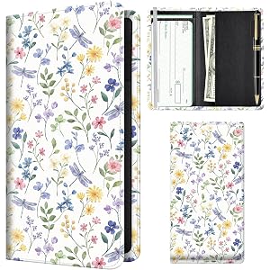 APVDSH Checkbook Cover for Personal Checkbook, Cute Pu Leather Check Book for Women & Men, Slim Checkbook Holder with Pen Hol
