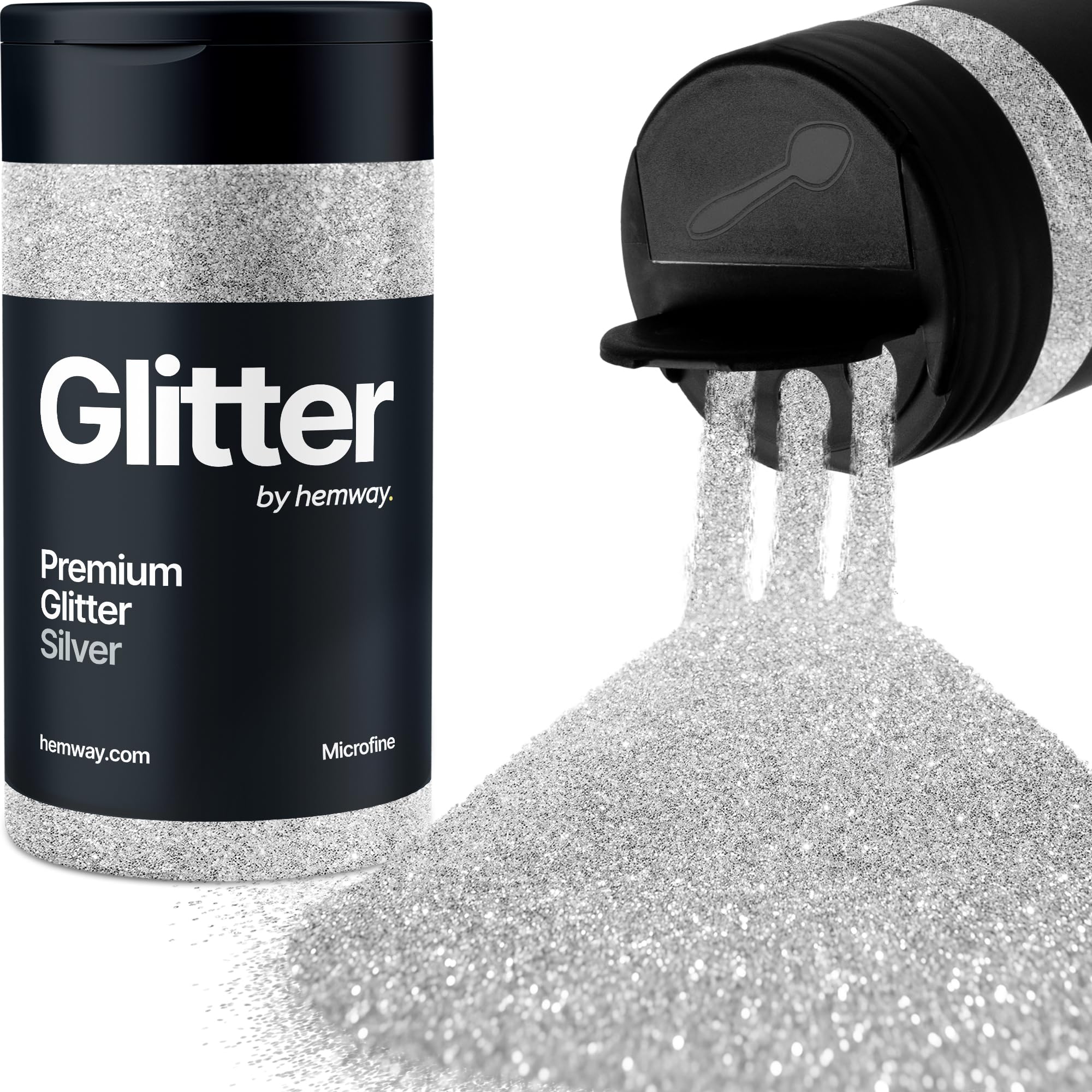 Silver Glitter Shaker, 130g Microfine Glitter, Crafts 1/256" Metallic Flake Silver Sequins, Resin & Epoxy Crafts, Decorating, Halloween, Christmas Nail, Face, Hemway